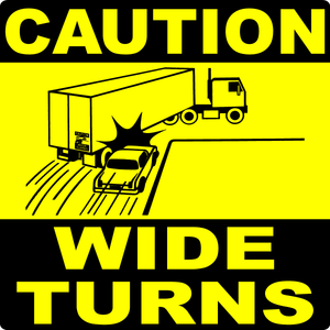 Caution Wide Turns Truck Decal