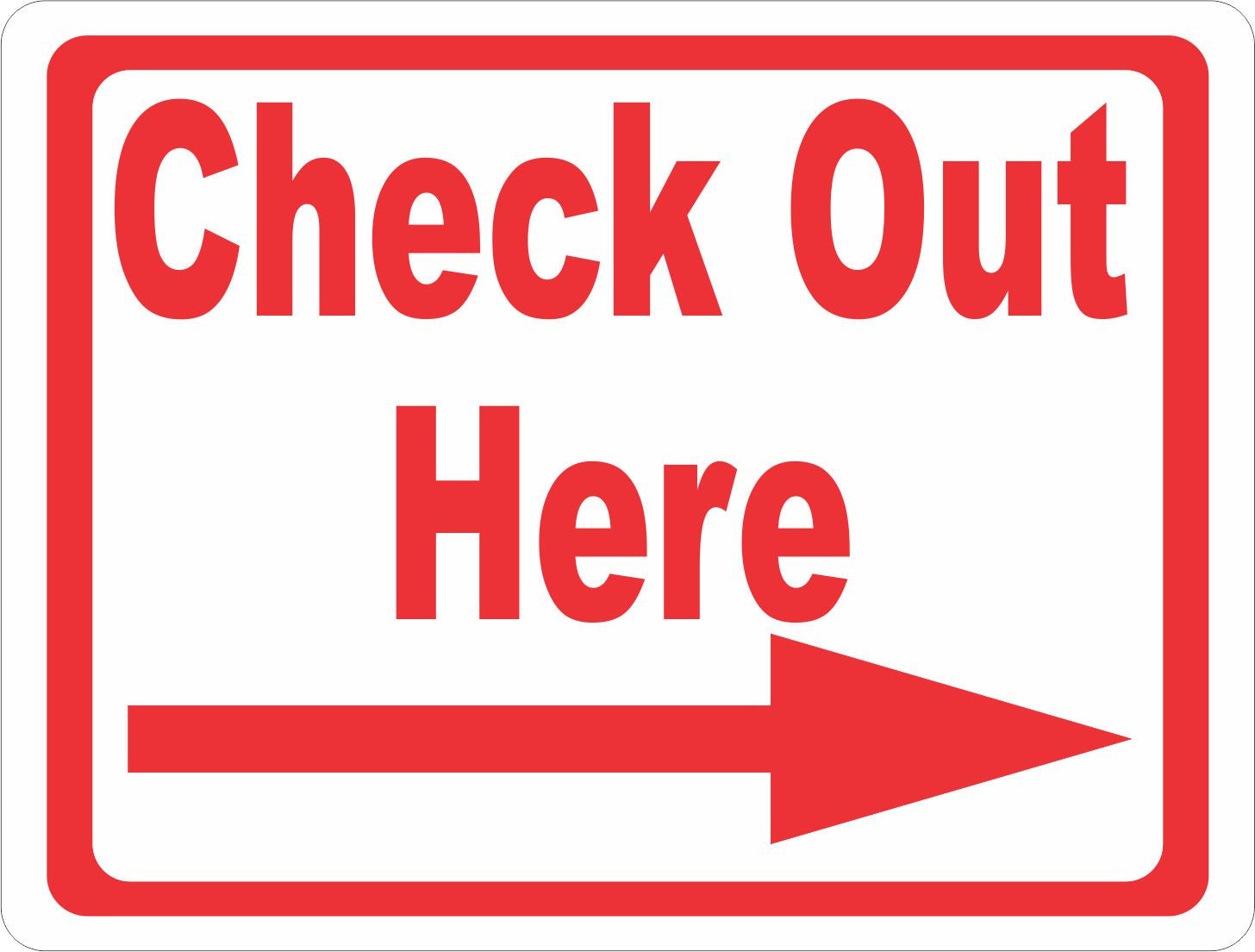 Check Out Here Sign with Arrow - Signs & Decals by SalaGraphics