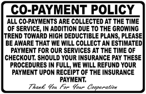 Insurance Copayment Policy Sign