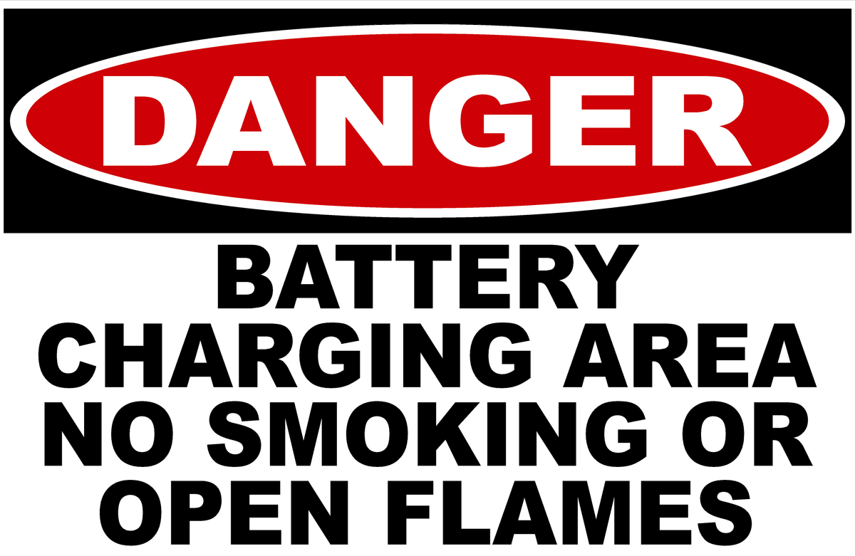 Danger Battery Charging Area No Smoking or Open Flames Sign – Signs by ...