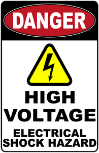 Danger High Voltage Electrical Shock Hazard Sign
