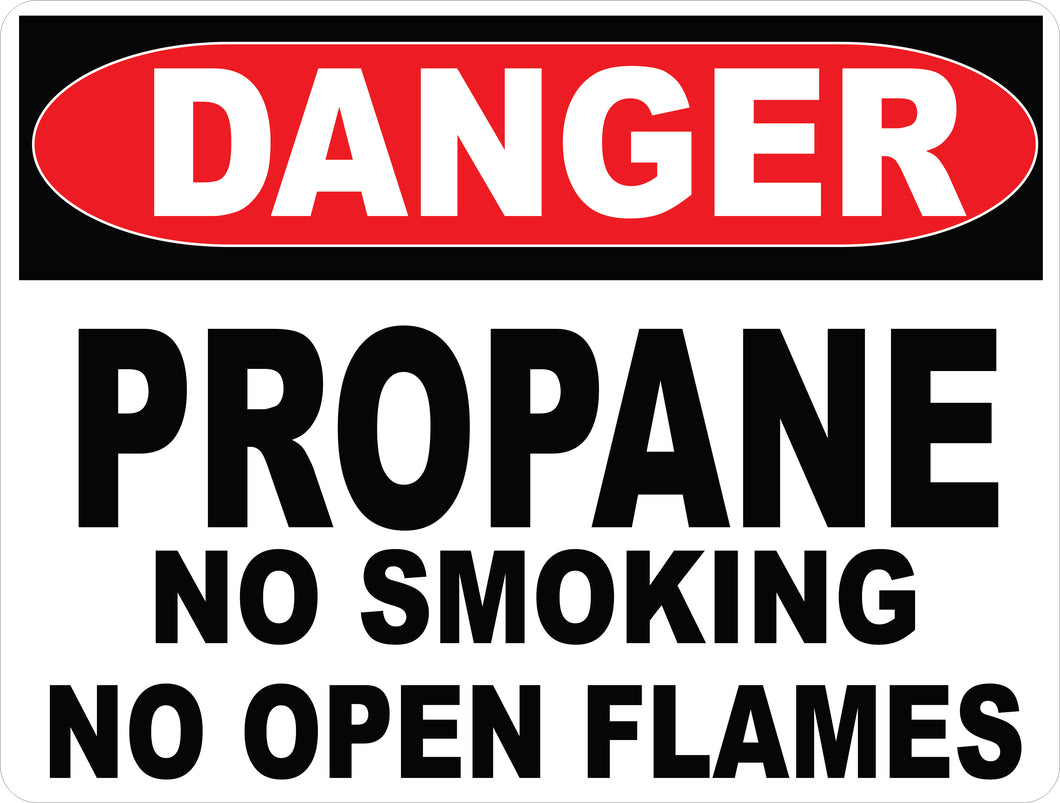 Danger Propane No Smoking or Open Flames Decal