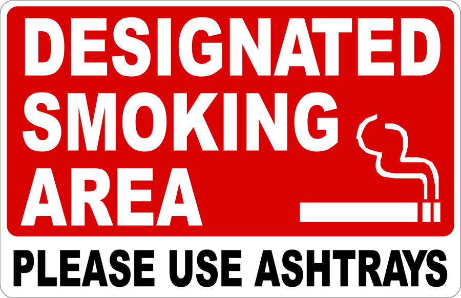 Designated Smoking Area Please Use Ashtray Sign – Signs by SalaGraphics