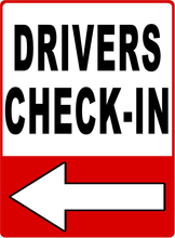 Distribution Center Check in Sign with Arrow