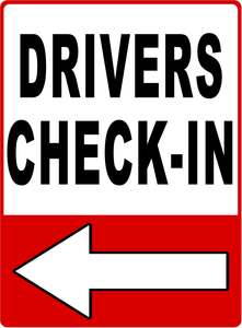 Distribution Center Check in Sign with Arrow