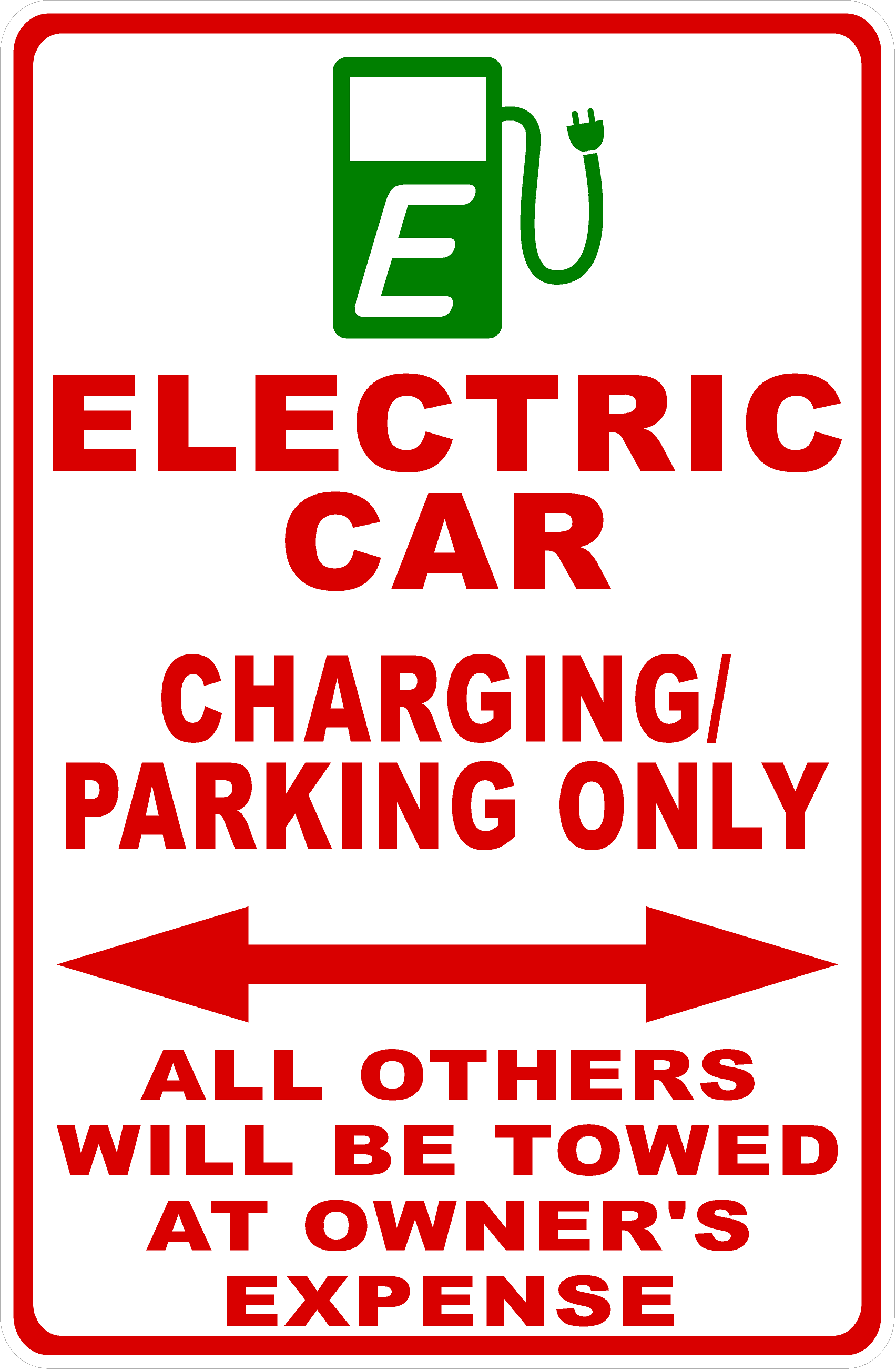 Electric Car Parking Charging Only Sign.