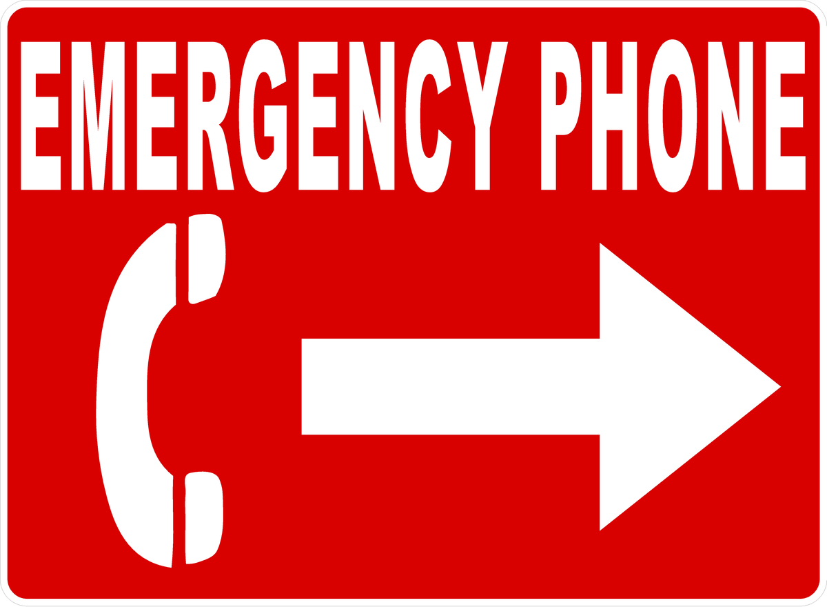 Emergency Phone Sign with Arrow – Signs by SalaGraphics