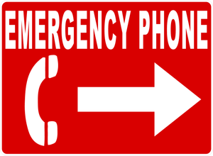 Emergency Phone Sign with Arrow