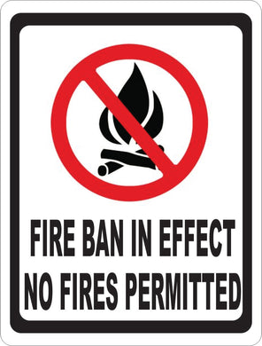 Fire Ban In Effect No Fires Permitted Sign