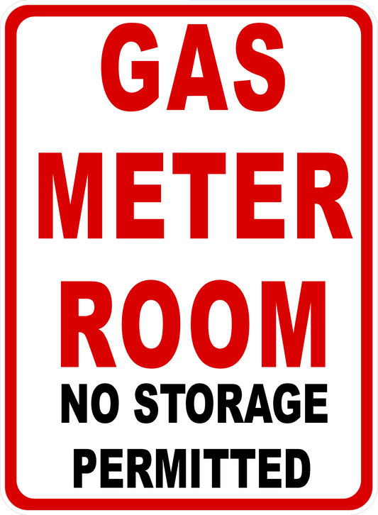 Gas Meter Room No Storage Permitted Sign