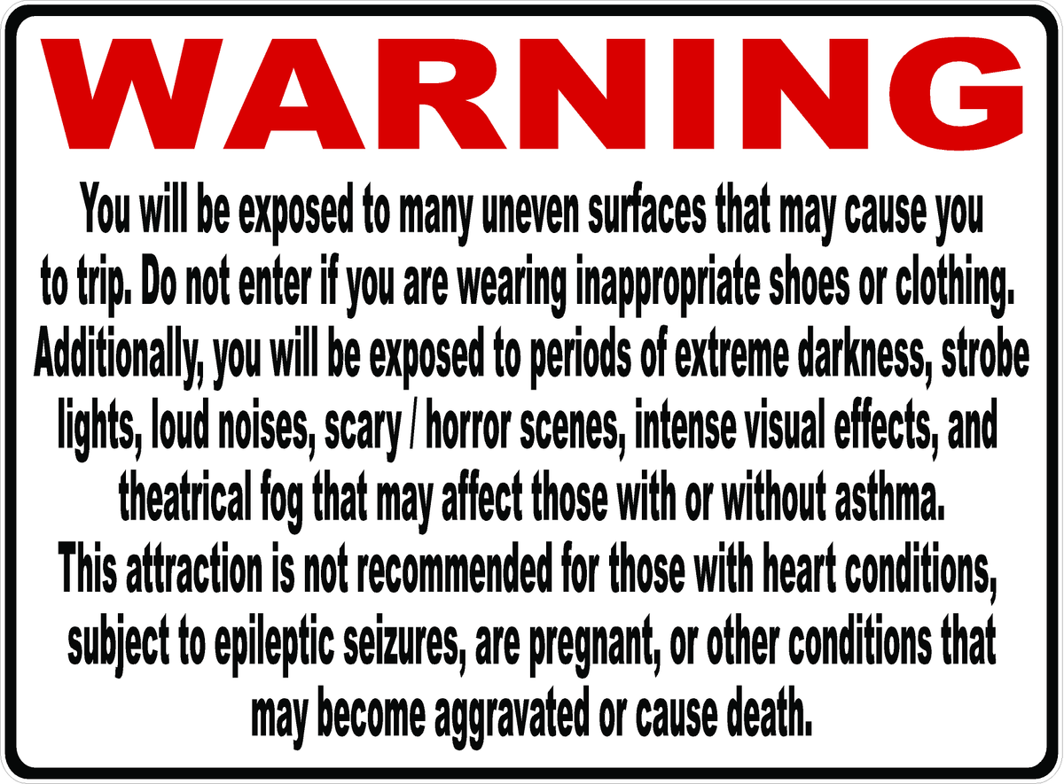 Haunted House Liability Signs Warning Or Rules Signs By SalaGraphics   HauntedHouseWarningSign18x24 1200x1200 