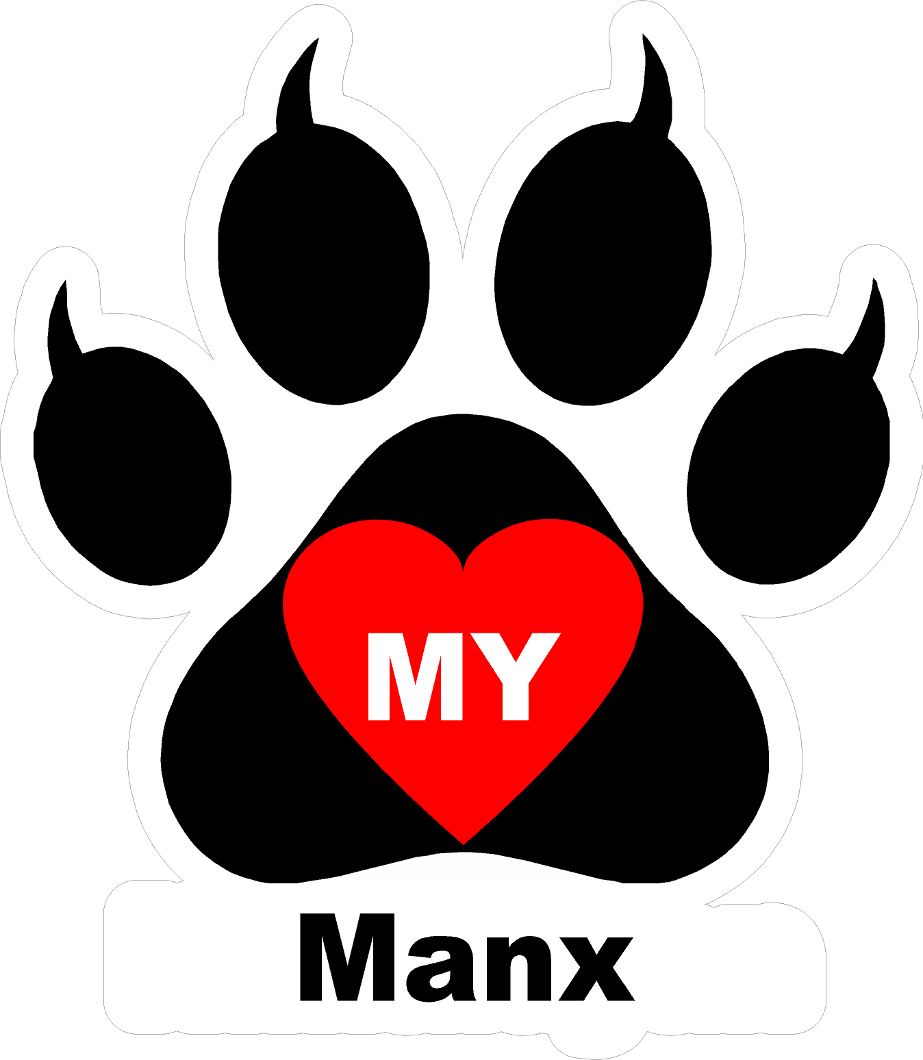 I Love My Cat (Choice of Breed) Decal. Multi-Pack