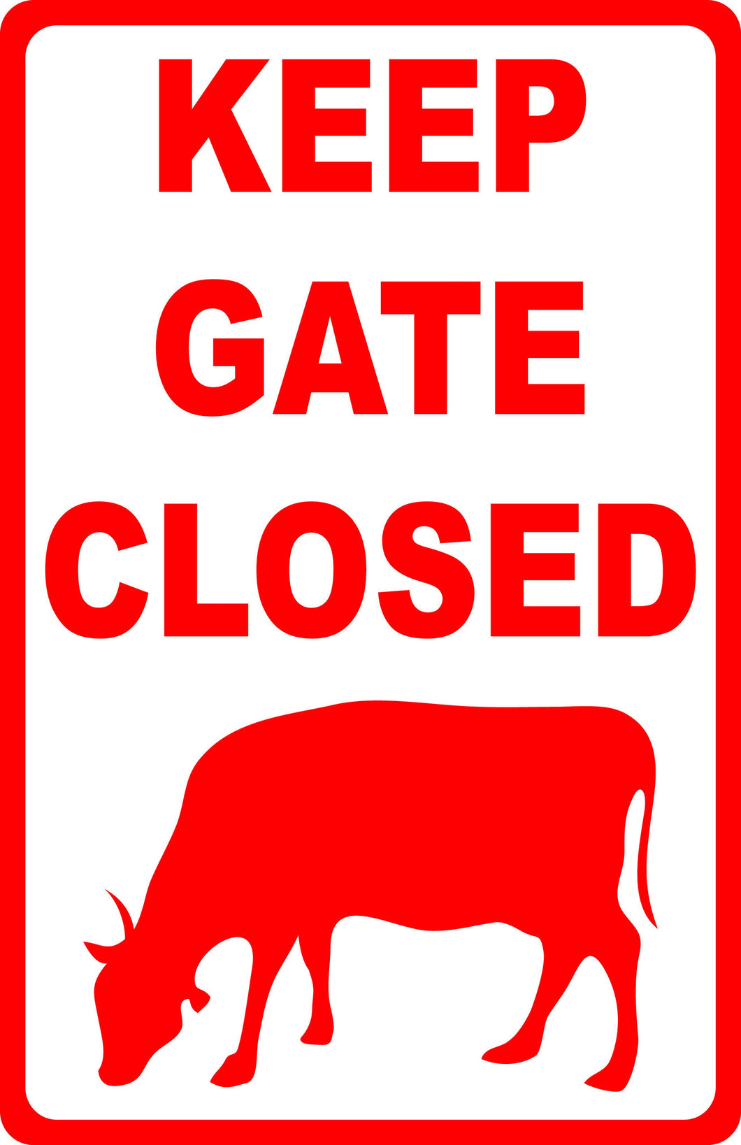 Keep Gate Closed with Cow Image - Signs & Decals by SalaGraphics
