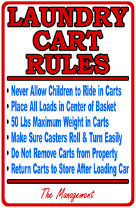 Laundry Cart Rules Sign