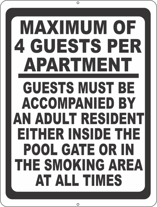 Maximum of 4 Guests Per Apartment Sign