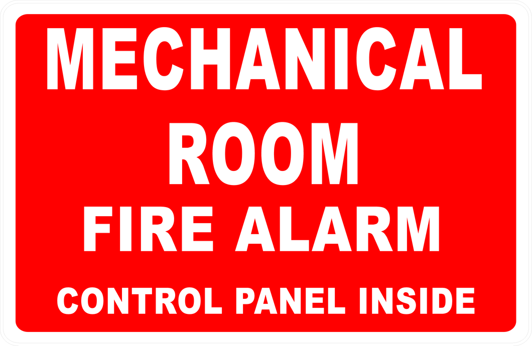 Mechanical Room Fire Alarm Control Panel Inside Sign