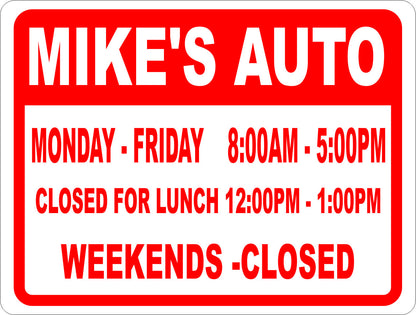 Custom Business Hours Sign - Signs & Decals by SalaGraphics