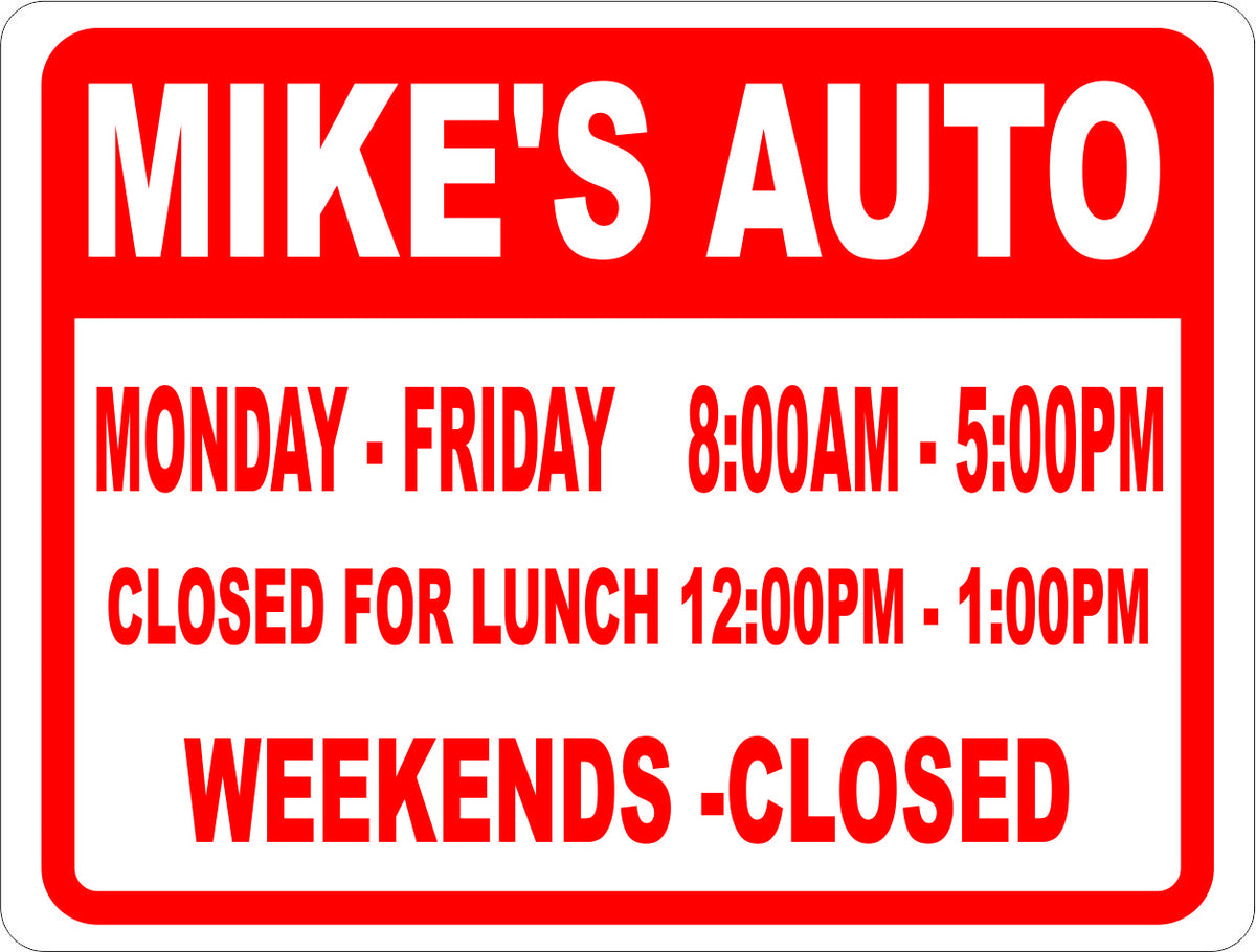Custom Business Hours Sign โ Signs by SalaGraphics