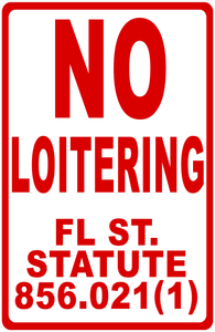 FL Statute No Loitering Sign