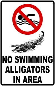 No Swimming Alligators In Area Sign