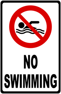 No Swimming Sign with Symbol
