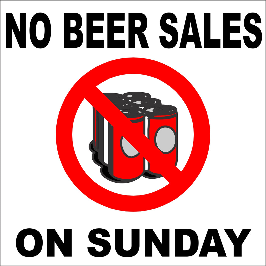 No Beer Sales on Sunday Decal