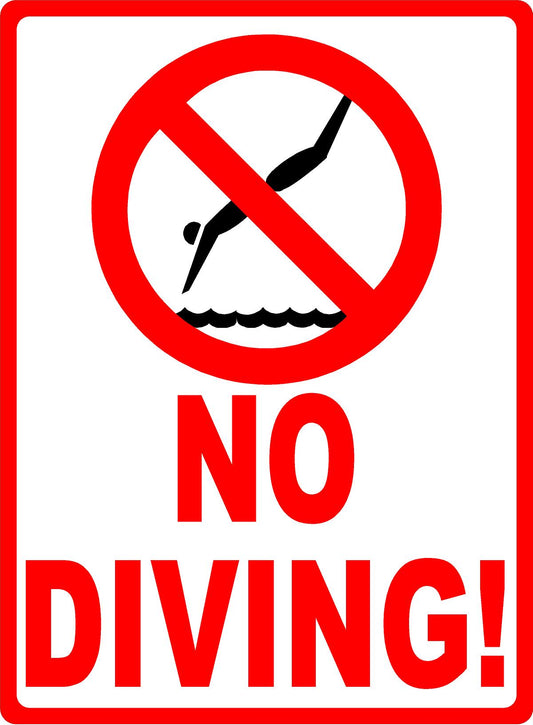 No Diving with Symbol Pool Safety Sign