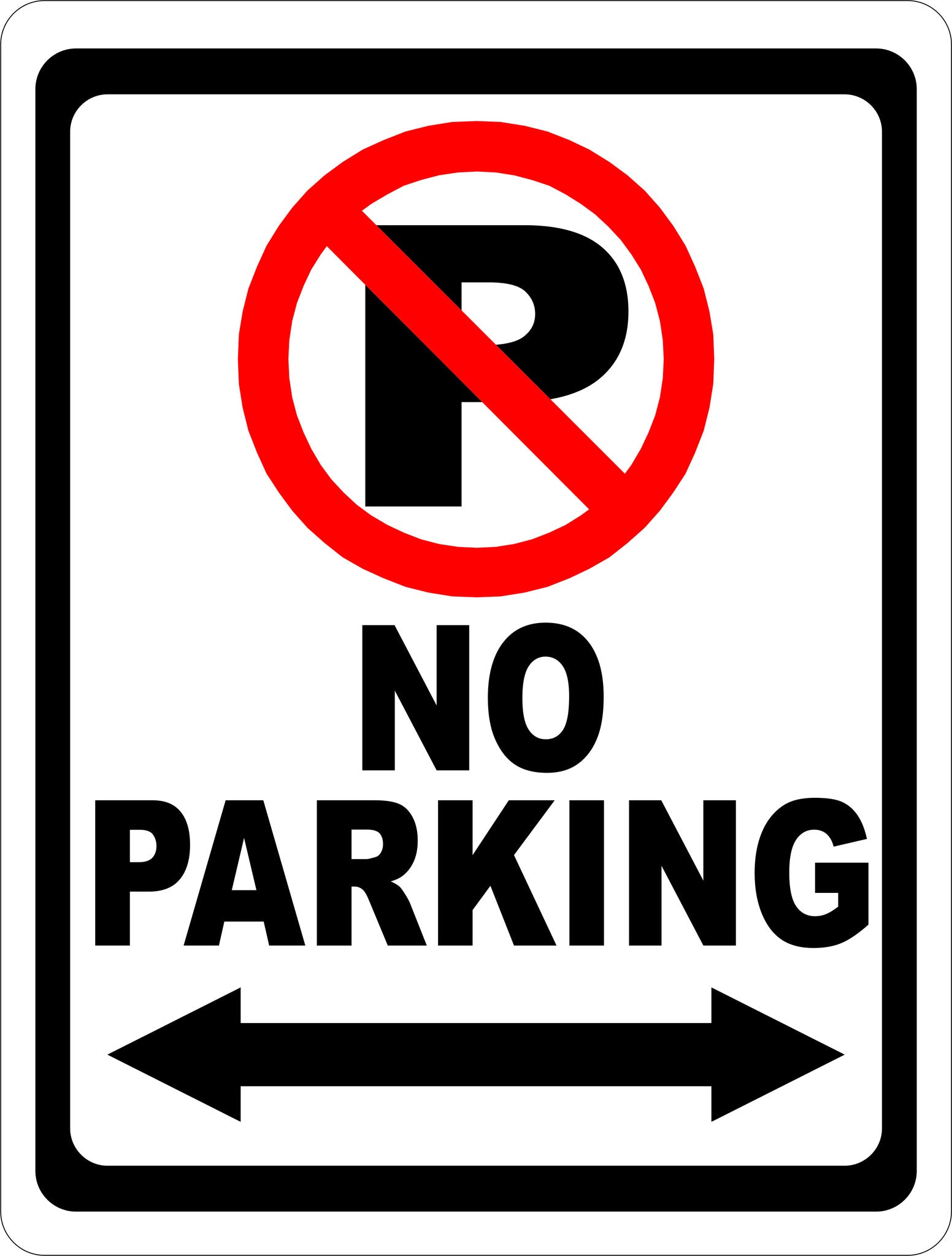 No Parking Sign with Symbol and Arrow – Signs by SalaGraphics