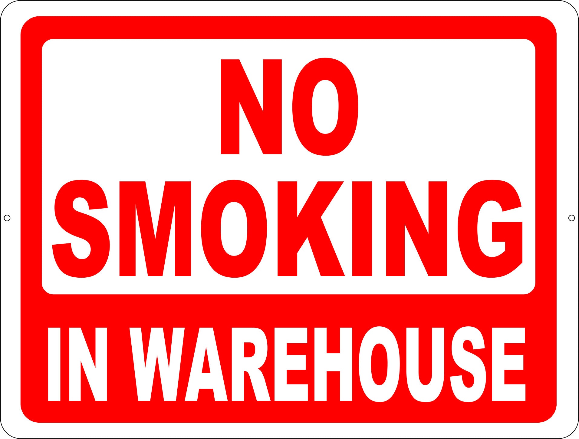 No Smoking in Warehouse Sign