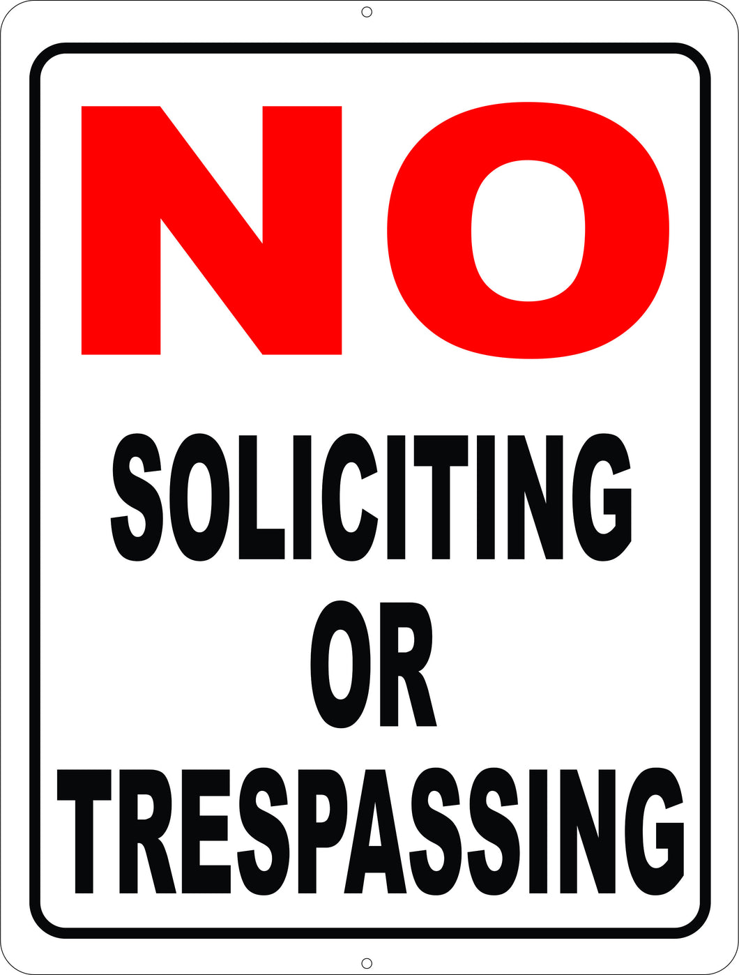 No Soliciting or Trespassing Sign