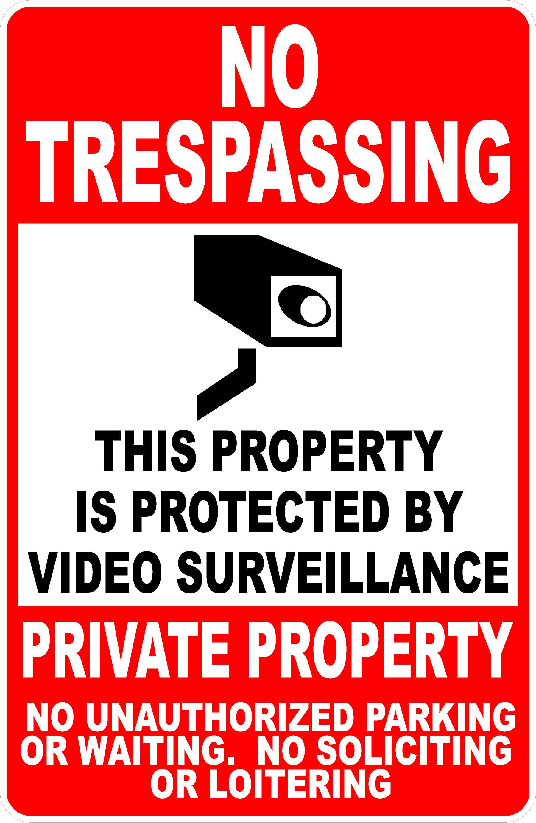No Trespassing Property Protected by Video Surveillance Private Property Sign