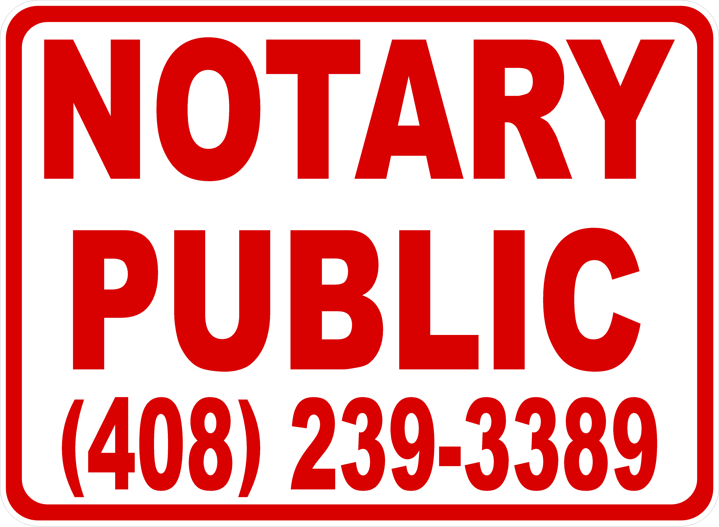 Notarial Number Notary Public Sign with Phone Number – signs by salagraphics