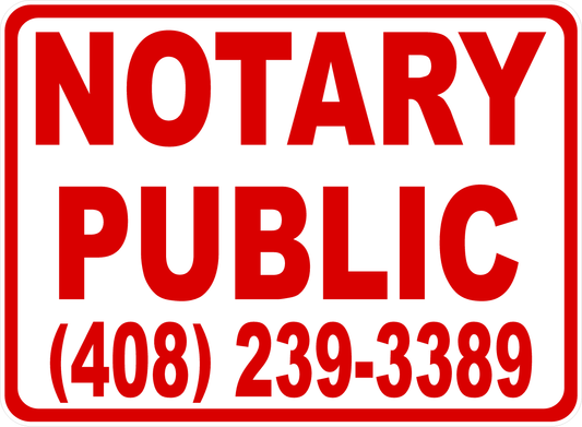 Notary Public Sign with Phone Number