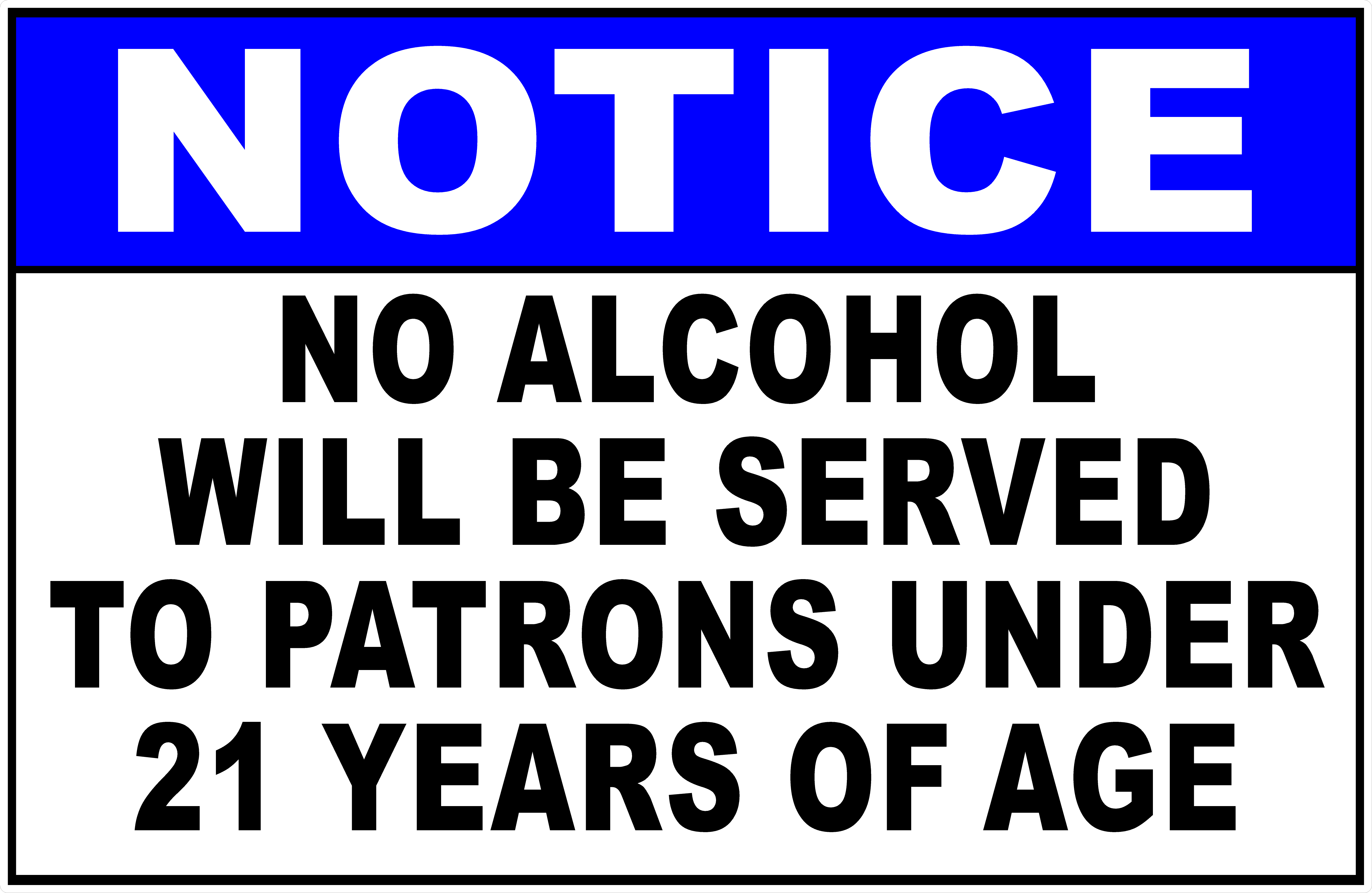 no drinking under 21 signs