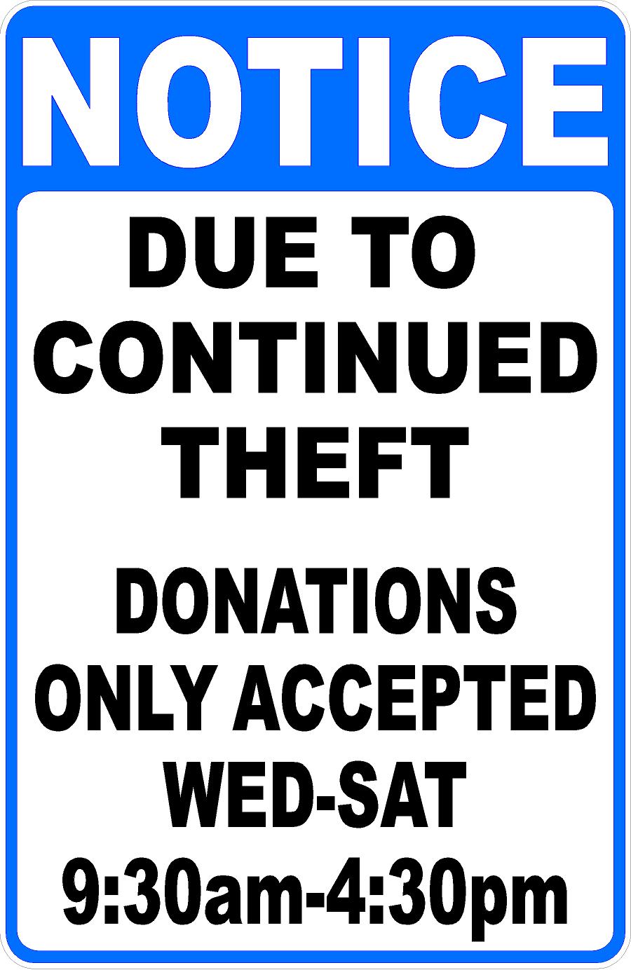 Donation Rules Sign