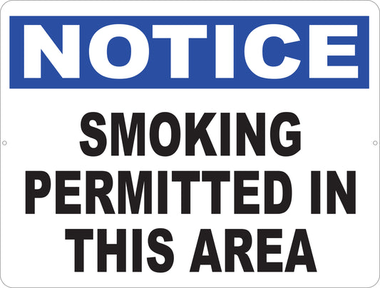 Notice Smoking Permitted in this Area Sign