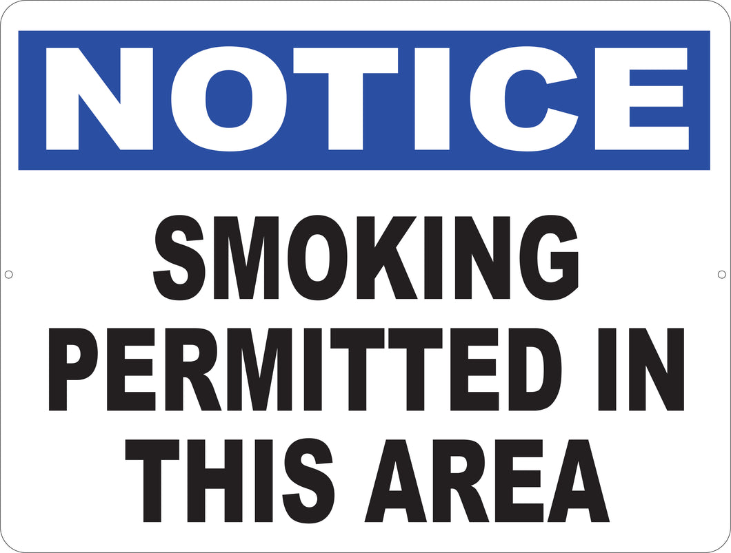 Notice Smoking Permitted in this Area Sign