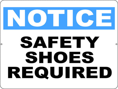 Notice Safety Shoes Required Sign