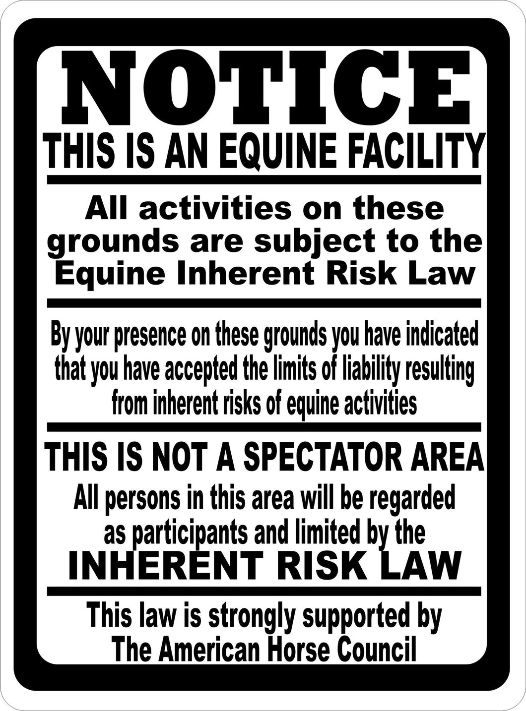 Notice This is a Equine Facility Sign - Signs & Decals by SalaGraphics