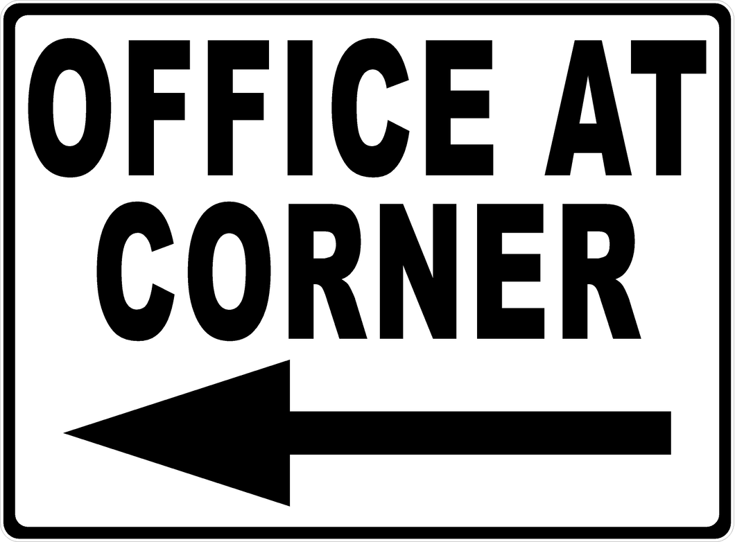 Office at Corner Sign with Arrow