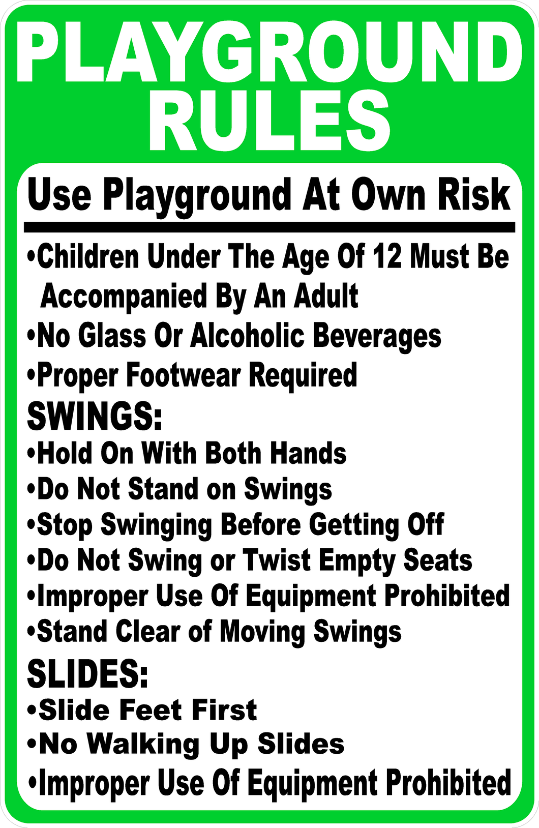 Playground Rules Sign