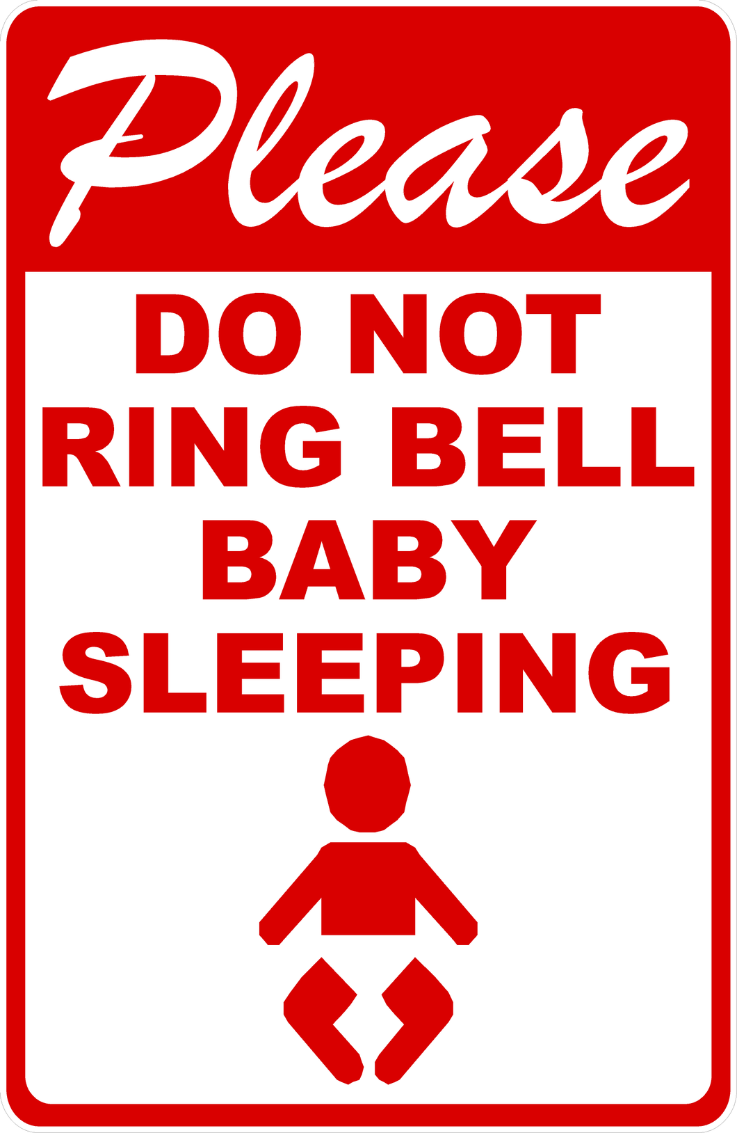 Please Do Not Ring Bell Baby Sleeping Sign 