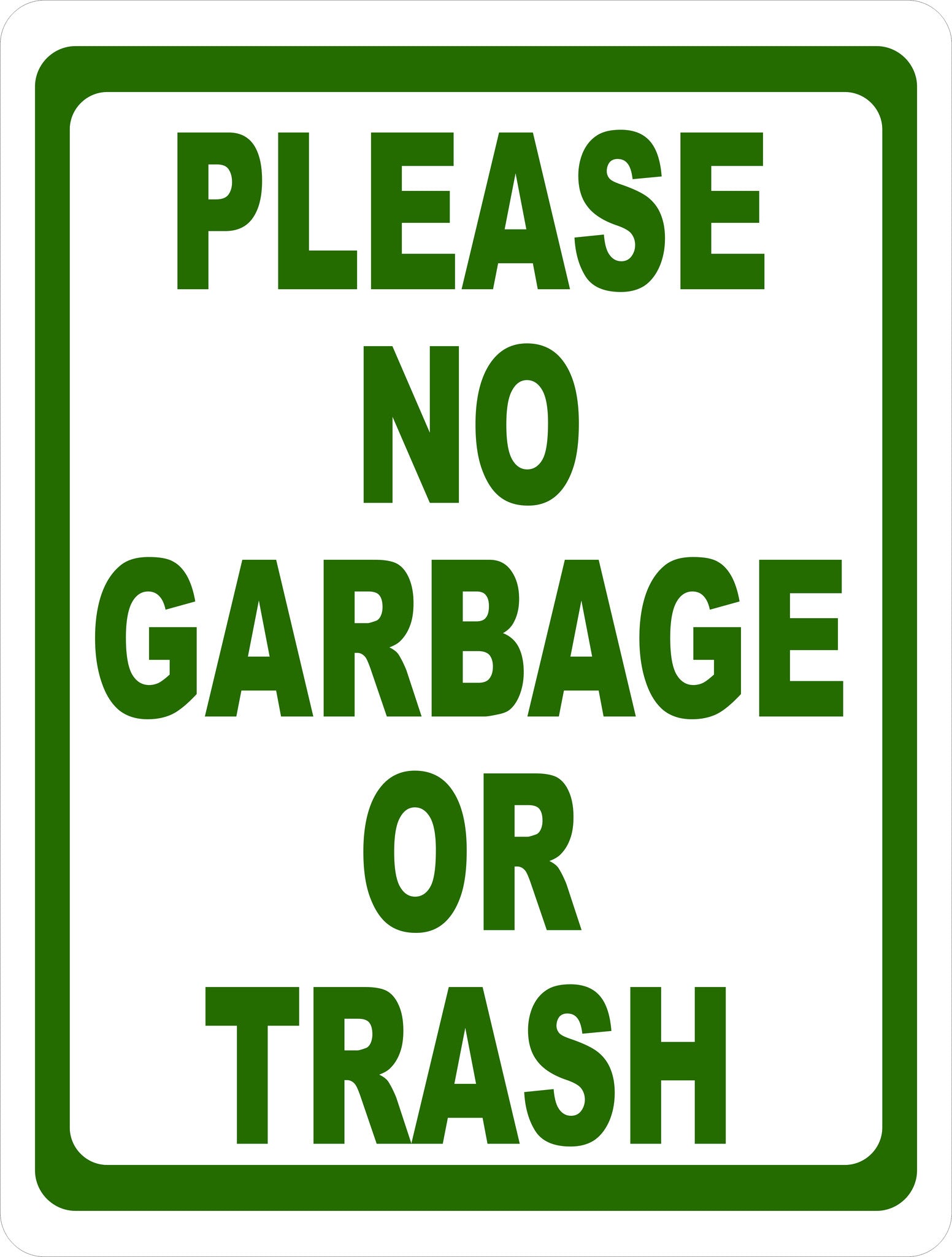 Please No Garbage or Trash Sign