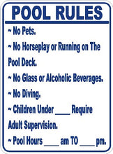 Pool Rules Sign