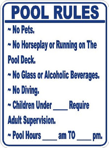 Pool Rules Sign