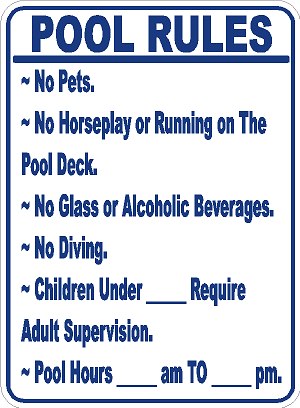 Pool Rules Sign