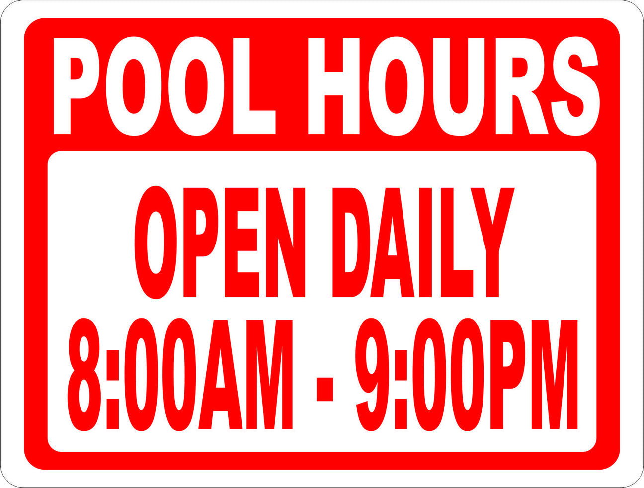 Pool Hours Sign – Signs by SalaGraphics