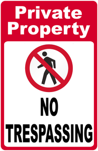 Private Property No Trespassing with Symbol Sign