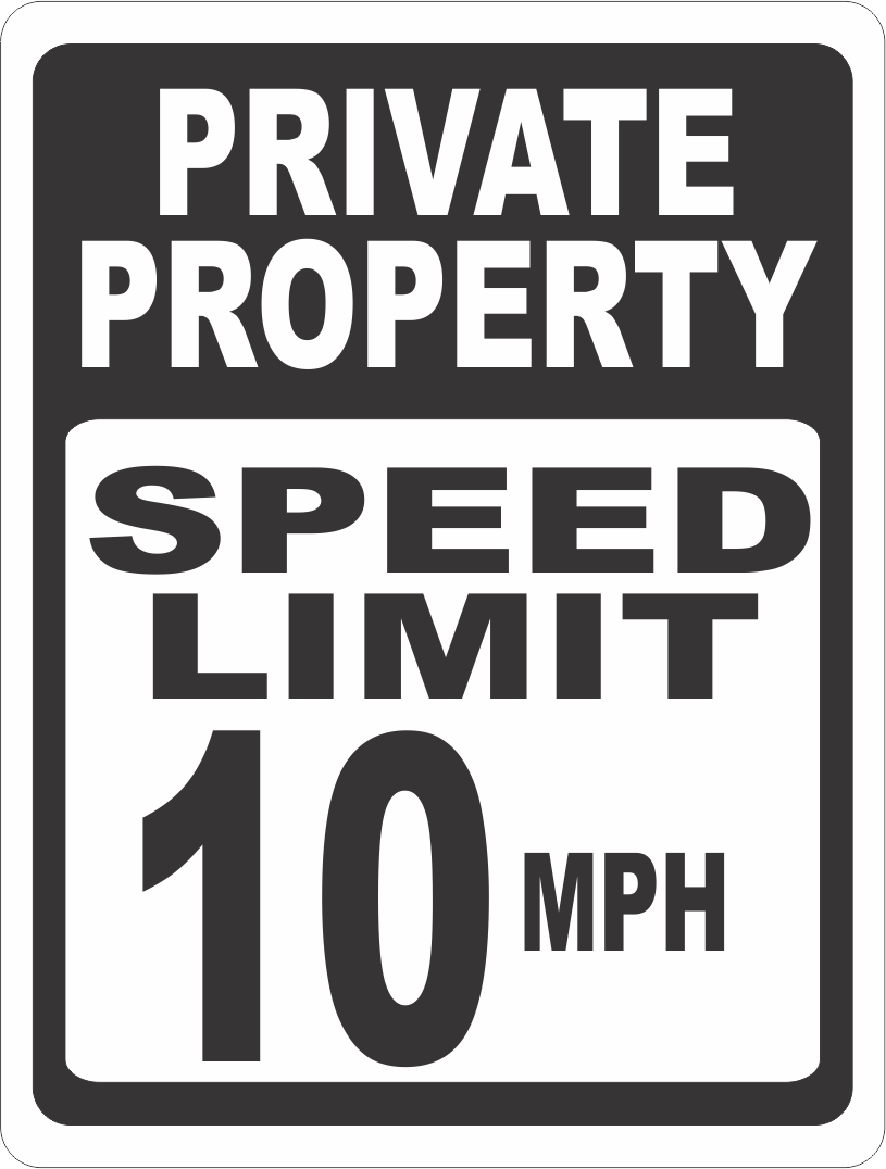Private Property Speed Limit 10 MPH Sign
