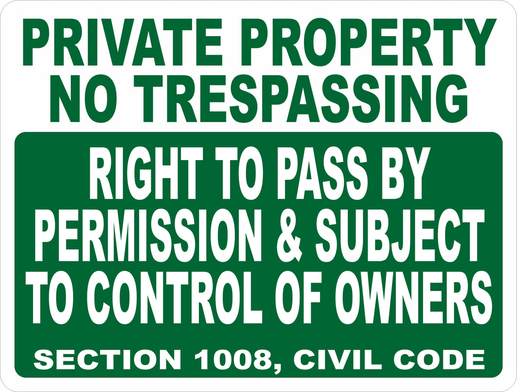 Right to Pass Civil Code 1008 California Sign